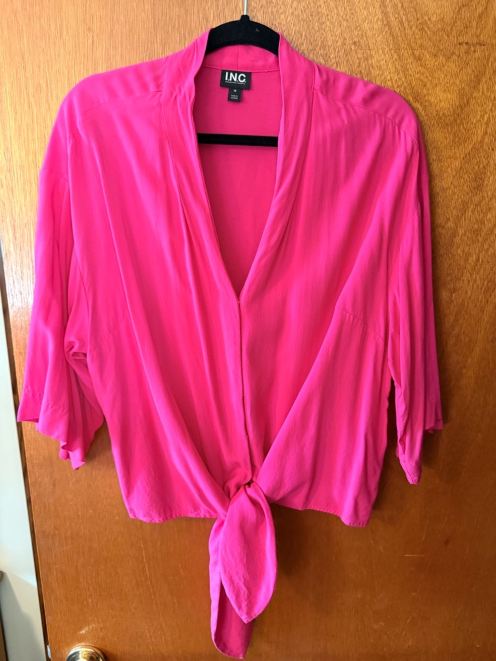 INC International Concepts Hot Pink Tie-Front Blouse